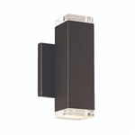 WAC Lighting WS-W61808-BZ 15W 8" Block LED Outdoor Wall Sconce, 3000K Color Temperature, 90 CRI, Bronze