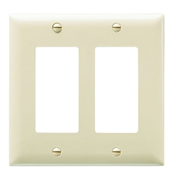 Wattstopper TP262ICC30 Thermoplastic 2-Gang Decorator Wall Plate, Ivory