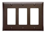 Wattstopper TP263 Thermoplastic 3-Gang Decorator Wall Plate, Brown