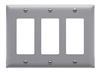 Wattstopper TP263GRY Thermoplastic 3-Gang Decorator Wall Plate, Gray