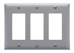 Wattstopper TP263GRY Thermoplastic 3-Gang Decorator Wall Plate, Gray