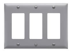 Wattstopper TP263GRY Thermoplastic 3-Gang Decorator Wall Plate, Gray