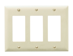 Wattstopper TP263I Thermoplastic 3-Gang Decorator Wall Plate, Ivory