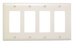 Wattstopper TP264I Thermoplastic 4-Gang Decorator Wall Plate, Ivory