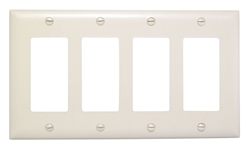 Wattstopper TP264I Thermoplastic 4-Gang Decorator Wall Plate, Ivory