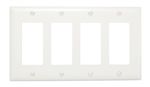Wattstopper TP264W Thermoplastic 4-Gang Decorator Wall Plate, White