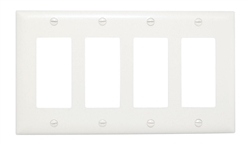 Wattstopper TP264W Thermoplastic 4-Gang Decorator Wall Plate, White