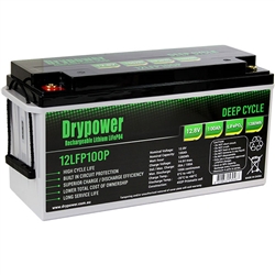 Drypower 12.8V 100Ah Lithium Iron Phosphate (LiFePO4) Rechargeable Lithium Battery - Up to 4 in Series Capable