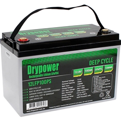 Drypower 12.8V 100Ah Lithium Iron Phosphate (LiFePO4) Rechargeable Lithium Battery - Up to 4 in Series Capable