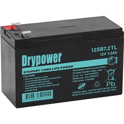 12V 7.2Ah Drypower Long Life Standby AGM Battery - 6-9 Year Design Life