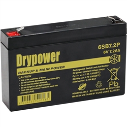 Drypower 6V 7.2Ah replaces Panasonic LC-R067R2P, Gallagher S15 and S17 Solar Electric Fence Energiser battery.