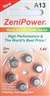 ZeniPower A13 Zinc Air, 60 Cells