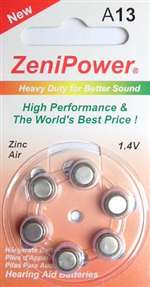 ZeniPower A312 Zinc Air, 60 Cells