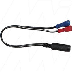 Female DC Plug to Female 6.35mm Dual Spade Terminals