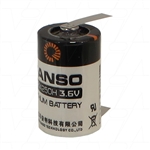 Fanso ER14250H/T 1/2AA size 3.6V 1200mAh Lithium Thionyl Chloride Battery - Bobbin Type with Solder Tags