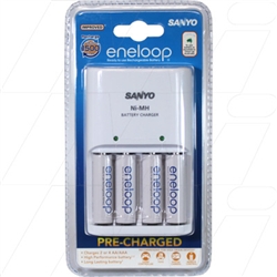 Sanyo 4 Cell Charger + 4 Eneloop replaces NCMQN04A20-4S