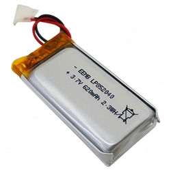 LP852040-PCM-LD-A 3.7V 620mAh Lithium Ion Polymer Cell with PCM + Leads