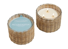 Blu Eucalyptus 3 Wick Hand Woven Glass Candle 21oz Ctn 4