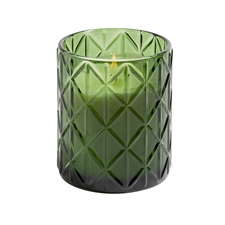 Balsam Fir & Cedar candle in green decorative glass 15oz. ctn. 6