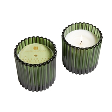 Balsam Fir & Cedar candle in green decorative glass 7oz.  ctn. 6