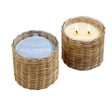 Blue Seaside 2 Wick Handwoven Candle 12oz. Ctn. 6