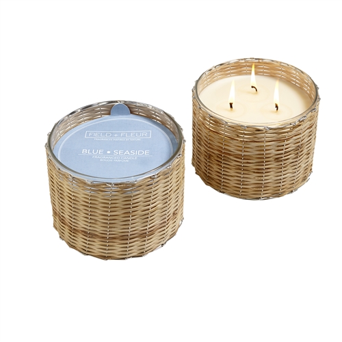 Blue Seaside 3 Wick Handwoven Candle 21oz. Ctn. 4