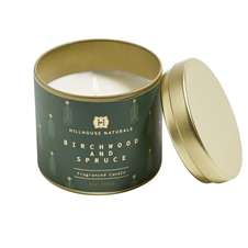 Birchwood & Spruce candle in tin 9oz. ctn. 6