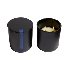 Beach Wood 2 Wick Candle In Black Glass W/Lid 10oz. Ctn. 6