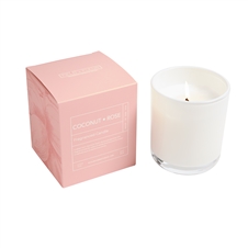 Coconut Rose' Candle In White Glass In Box 9oz. Ctn.6