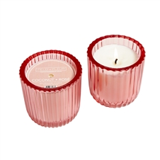 Coconut Rose' 1 Wick Colored Glass Candle 8oz Ctn.6
