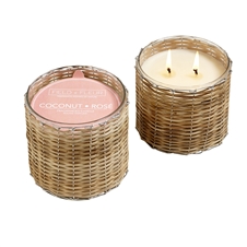 Coconut Rose' 2 Wick Handwoven Candle 12oz. Ctn. 6