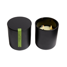 Cut Grass  2 Wick Candle In Black Glass W/Lid 10oz. Ctn. 6