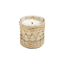Eucalyptus candle in bamboo wrapped glass 7oz.  Ctn.6