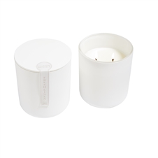 Fresh Linen 2 Wick Candle In White Glass W/Lid 10oz. Ctn. 6