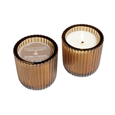 Myrrh Wood 1 Wick Colored Glass Candle 8oz Ctn.6