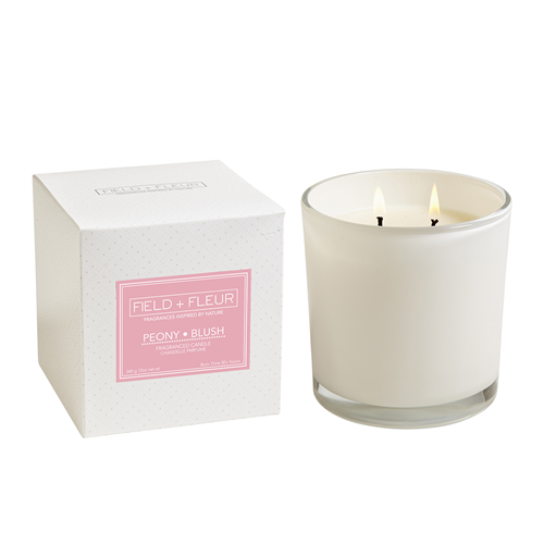 Peony Blush 2 Wick Candle In White Glass 12oz. Ctn. 6