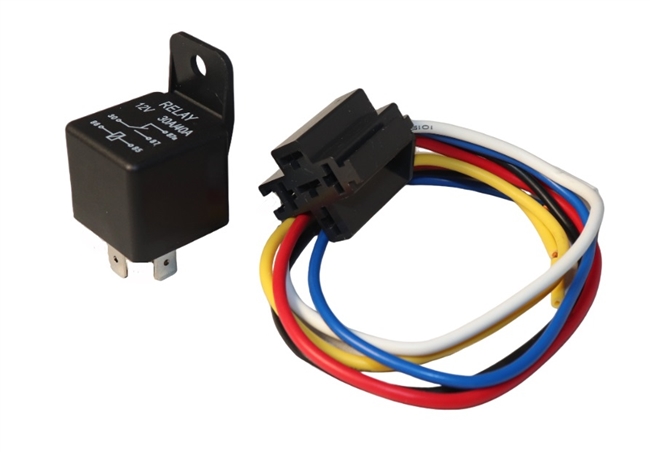 Automotive Relay Socket & Pigtail 30 AMP 12" (Plastic)