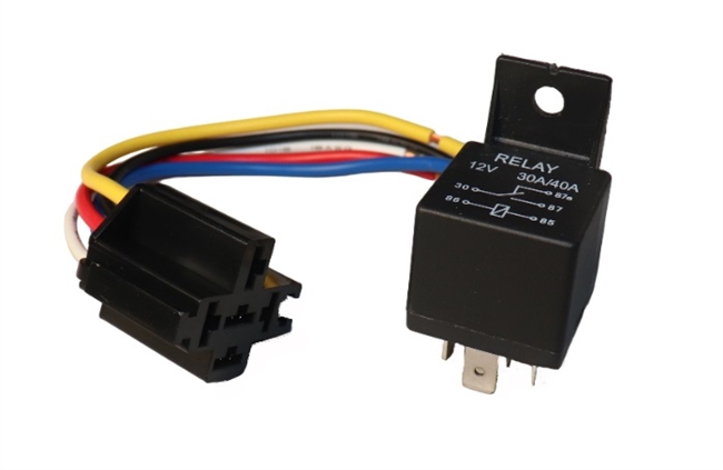 Automotive Relay Socket & Pigtail 30 AMP 6" (Plastic)