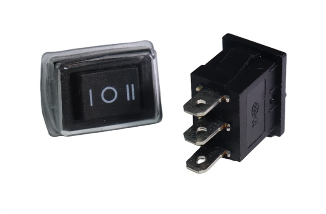 Mini Rocker Black On/Off/On (With Dust Cover)