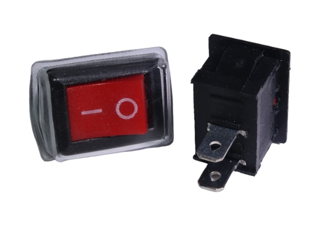 Mini Rocker Red On/Off (With Dust Cover)