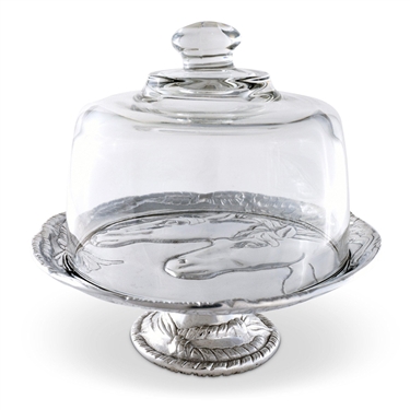 Arthur Court Horse Plate with Glass Dome
