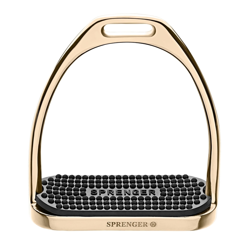 Herm Sprenger FILLIS Stirrups gold - Stainless steel, size 4.3/4 with black rubber pad