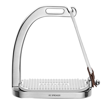 Herm Sprenger Peacock Stirrups with rubber ring - Stainless steel, size 4.3/4 with white rubber pad