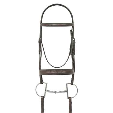 Ovation Fancy Stitched Wide Noseband Padded Bridle with Raised Fancy Stitched Laced Reins