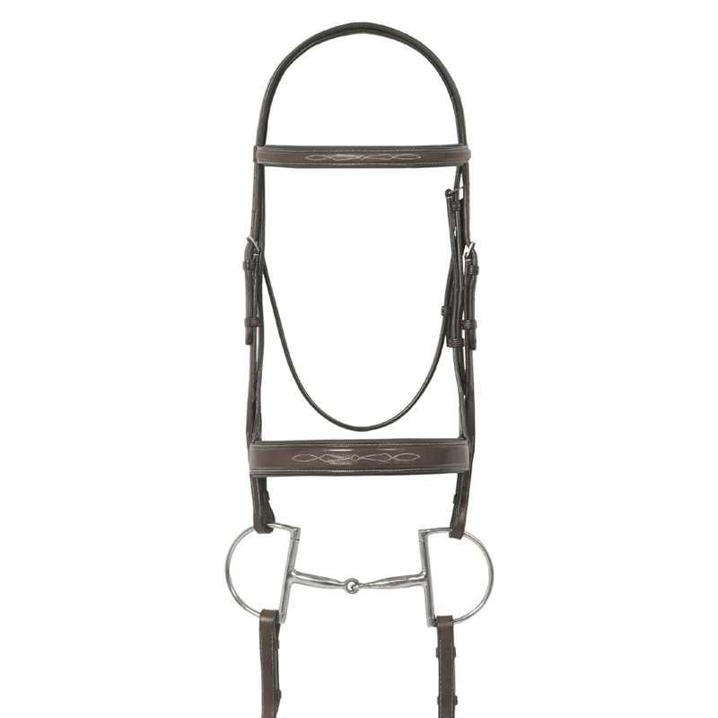 Ovation Fancy Stitched Wide Noseband Padded Bridle with Raised Fancy Stitched Laced Reins