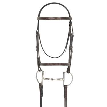 Camelot Gold; Fancy Stitched Raised Bridle with Laced Reins