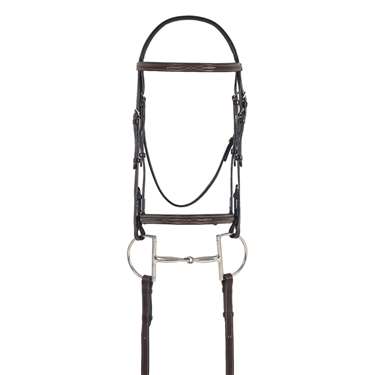 Ovation Fancy Stitched Raised Wide Noseband Padded Bridle with Comfort Crown and Laced Reins