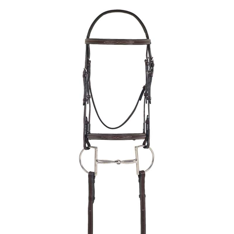 Ovation Fancy Stitched Raised Wide Noseband Padded Bridle with Comfort Crown and Laced Reins