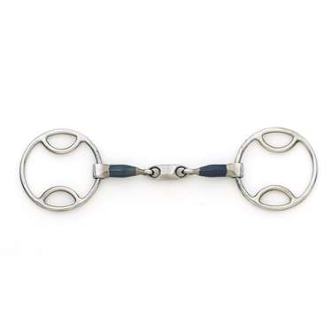 Centaur Blue Steel Loop Ring Jointed Oval Mouth Gag Bit