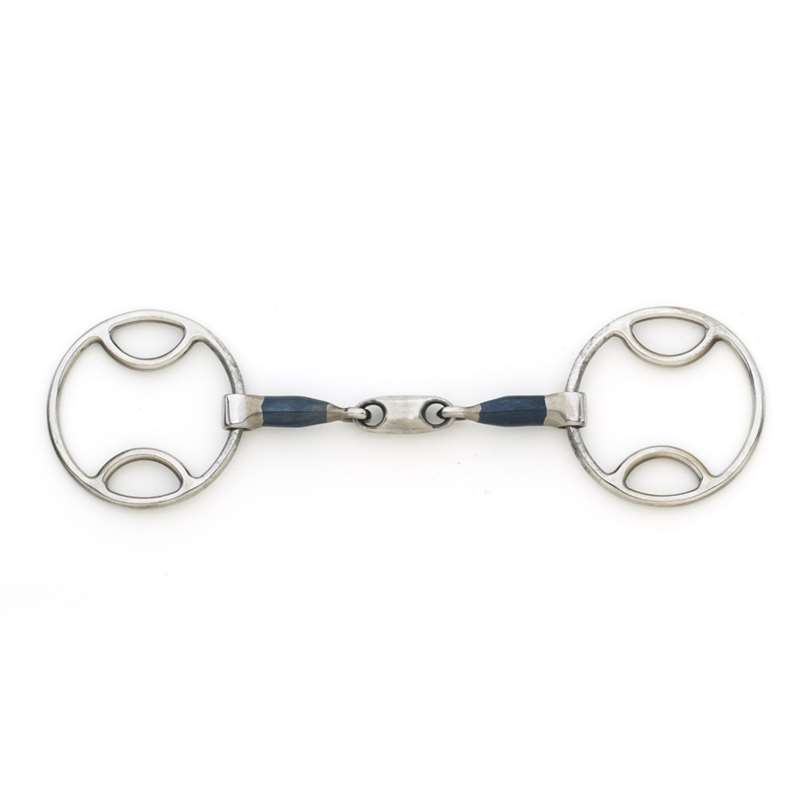 Centaur Blue Steel Loop Ring Jointed Oval Mouth Gag Bit